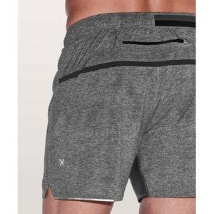 LULULEMON 5” Surge Shorts Heathered Texture Printed Greyt Deep Coal Size Small